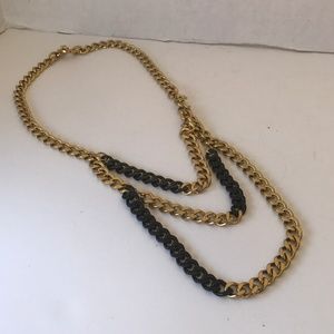 MICHAEL KORS LONG CHAIN NECKLACE BLACK/GOLD TONE